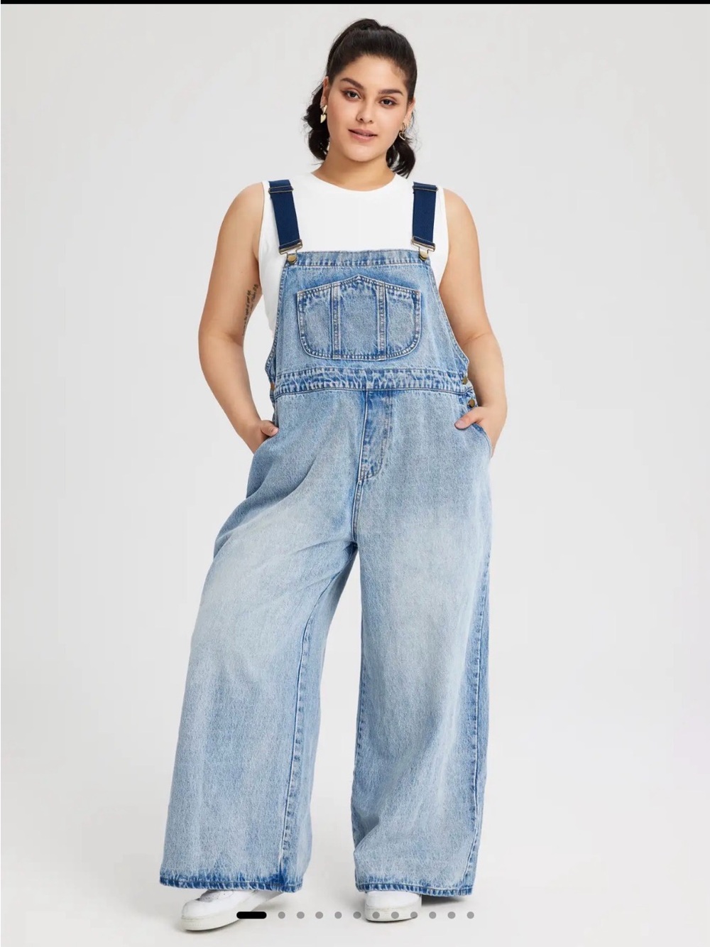 NWT Cider DENIM POCKET WIDE LEG JUMPSUIT